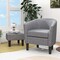 Costway Barrel Club Chair with Ottoman Set Footrest Curved Back & Removable Seat Cushion Grey/Beige